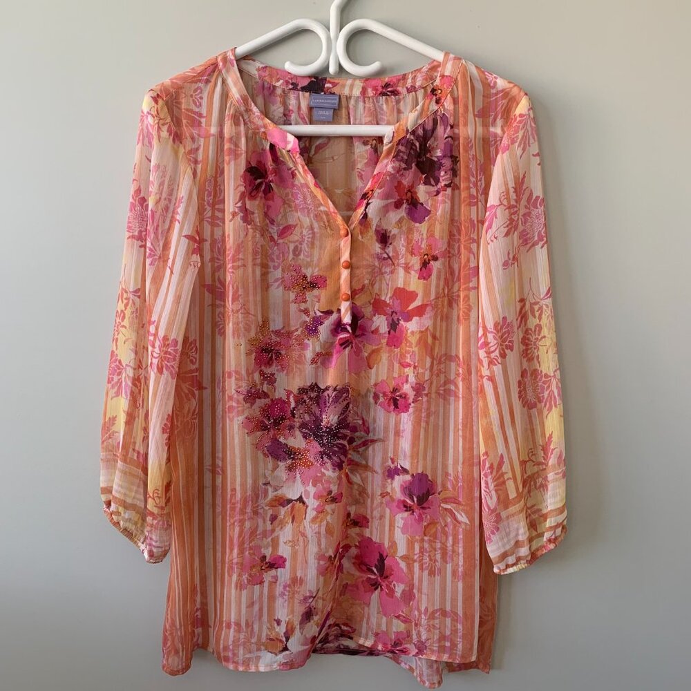 Laura Scott Blouse sheer floral blouse